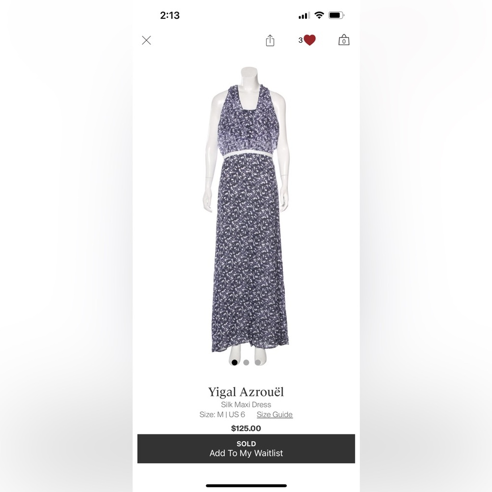 Yigal Azrouël size 4
Silk Maxi Dress